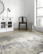 Loloi Teagan Collection TEA-07 Natural/Denim 9'-9" x 13'-6" Area Rug, Large, Soft Neutral Rug, High-Traffic for Living Room, Bedroom, Home Office, Dining Area