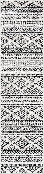 SAFAVIEH Tulum Collection Runner Rug - 2' x 13', Ivory & Black, Moroccan Boho Tribal Design, Non-Shedding & Easy to Clean, Ideal for Living Room, Hallway, Foyer, Bedroom (TUL272B)