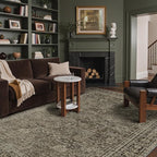 6x9 Area Rug Machine Washable Boho Rug for Living Room,Ultra-Thin Low Pile Carpet,Lightweight Indoor Printed Rug,Non Slip Floral Area Rug for Bedroom, Dining Room, Home Office,Vintage Sage Green