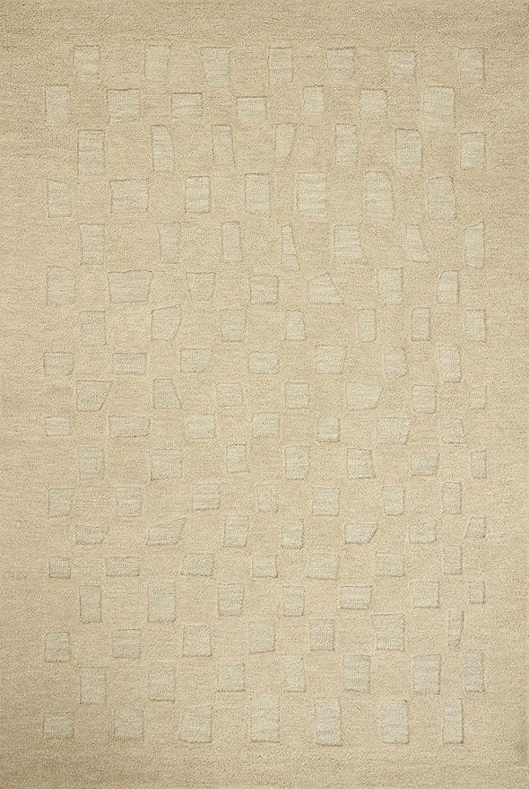 Loloi Leanne Ford Craven Collection CVN-04 Oatmeal/Dove 2'-6" x 9'-9" Runner Rug Checkered, Patterned, Neutral, Hallway, Kitchen, Mudroom, and Bathroom