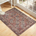 Kuden 3x5 Small Rug, Machine Washable, Non-Slip Backing, Vintage Style, Soft, Low Pile, Area Rugs for Entryway Kitchen Indoor Entrance