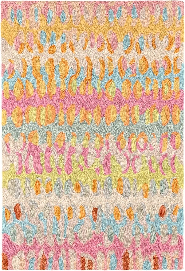 Dash and Albert Paint Chip Wool Area Rug - 3' x 5' Confetti Graphic Hand Micro Hooked Accent Rug - Durable, High Traffic Areas Hallway, Living Room, Stairs