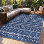 Indoor Outdoor Area Rug Washable Patio Rug Modern Moroccan Geometric Indoor Outdoor Carpet Rug Non Slip Non Shedding for Patio, Deck, Backyard, Porch (8x10)
