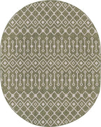 Unique Loom Outdoor Trellis Collection Area Rug - Tribal Trellis (7' 10" x 10' Oval, Green/ Natural)