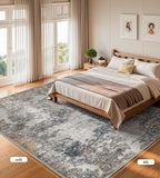 8x10 Area Rugs Machine Washable - Modern Abstract Large Rugs for Living Room Soft Anti-Skid Thin Carpet for Bedroom, Under Dining Table, Nursery, Farmhouse,Home Office (8'x10' Tan Blue)