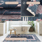 Washable Area Rug. Modern Farmhouse. Vintage. Turkish. Bohemian. Distressed. Oriental. Traditional. Rugs for Living Room. Dining. Bedroom. Office. Entryway. Foyer. (862CN, 2'5" x 13')