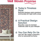 Well Woven Asha Rome Navy Blue Red 3'3" x 5' Area Rug - Oriental Floral Pattern, Easy Clean, Floor-Friendly Backing - for Living Room, Bedroom, and Dining Room