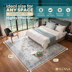 Istana 8x10 Area Rug - Blue 8x10 Rugs for Living Room - Foldable Rugs for Bedroom - Stain Resistant Washable Rug - Eco-Friendly Area Rugs - Easy to Clean Living Room Rug