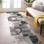 Rugshop Contemporary Circle Design Runner Rug, Fade-Resistant Carpet for Hallway, Kitchen, or Entryway, Cream, 2' x 10'