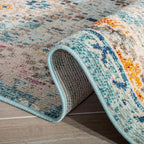 SAFAVIEH Madison Collection Accent Rug - 2'2" x 4', Blue & Yellow, Boho Diamond Distressed Design, Non-Shedding & Easy Care, Ideal for High Traffic Areas in Entryway, Living Room, Bedroom (MAD418K)