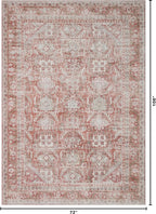 Kuden 6x9 Area Rug, Machine Washable Area Rug with Non-Slip Backing, Vintage Style, Soft, Easy Clean, Low Pile Rug for Living Room, Bedroom, Dining Room