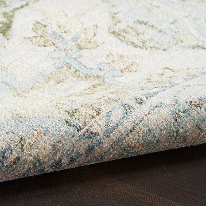Nourison Home Astra Machine Washable Blue Green 2'2" x 4' Area Rug - Easy Clean, Non Shedding, Bed Room, Living Room, Dining Room, Kitchen (2' x 4')