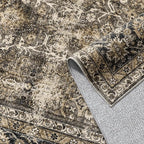 Vintage Area Rug 8x10 Brown Washable Living Room Large Carpet Non Slip Bedroom Indoor Office Low Pile Traditional Distressed Retro Accent Rug for Dining Room