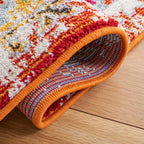 SAFAVIEH Madison Collection Area Rug - 6'7" Square, Rust & Pink, Boho Diamond Distressed Design, Non-Shedding & Easy Care, Ideal for High Traffic Areas in Living Room, Bedroom (MAD418Q)