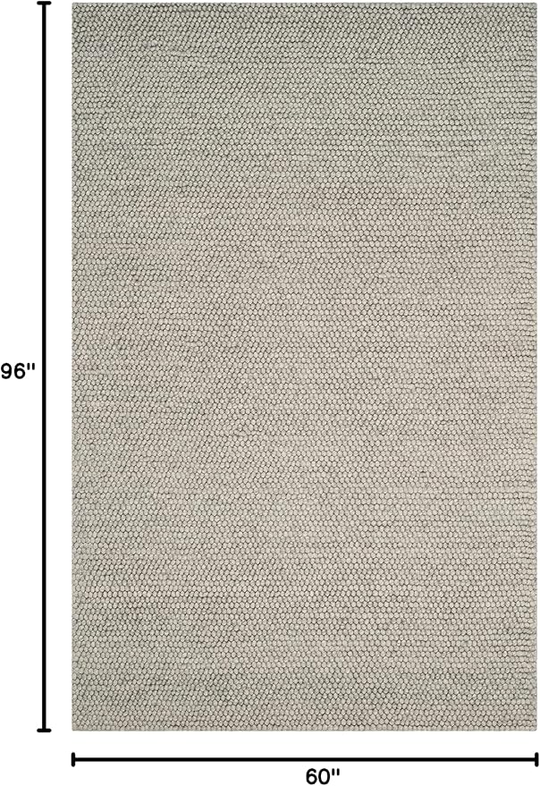 SAFAVIEH Area Rug 5x8 - Natura Collection - Silver, Handmade Wool Blend, Textured Design, Ideal for Living Room, Bedroom, Dining Space (NAT620C)
