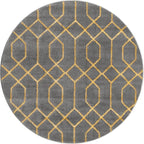 Unique Loom Glam Collection Area Rug - Trellis (3' 3" Round, Gray Gold/ Gold)