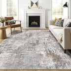 7x10 Area Rug Living Room: Washable Large Abstract Soft Stain Resistant Indoor Floor Rugs Non Slip Accent Carpet for Bedroom Nursery Playroom Office Dining Room Dorm Home House- Gray Rust
