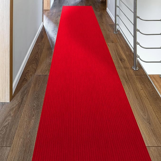 Ottomanson 2' x 9' Hallway Runner with Scraper Pile - Extra Durable Non-Slip Rug Mat for Indoor & Outdoor Use - Ideal for Kitchen, Entryway, Patio & Garage - High-Traffic Carpet, Red