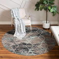 Unique Loom Trellis Frieze Collection Area Rug - Geometric (6' Round, Blue Multi/ Ivory)
