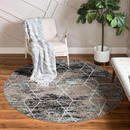 Unique Loom Trellis Frieze Collection Area Rug - Geometric (6' Round, Blue Multi/ Ivory)