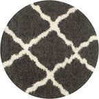 SAFAVIEH Dallas Shag Collection Area Rug - 8' Round, Dark Grey & Ivory, Trellis Design, Non-Shedding & Easy Care, 1.5-inch Thick Ideal for High Traffic Areas in Living Room, Bedroom (SGD257A)