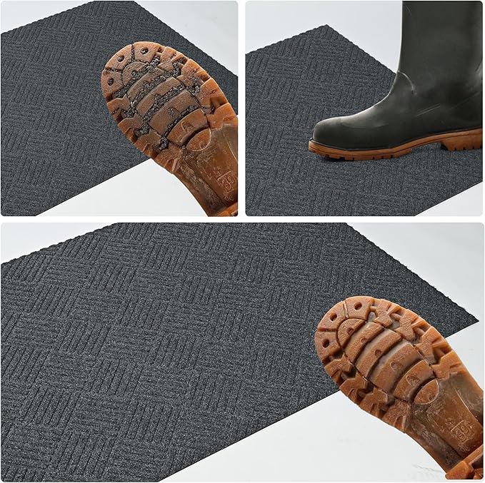 jxgzyy Commercial Front Door Mat 3'11" x 2'8", Non-Slip Indoor Outdoor Doormat, Heavy Duty Runner Rug for Entrance, Porch, Patio, Garage, High Traffic Area, Dark Grey