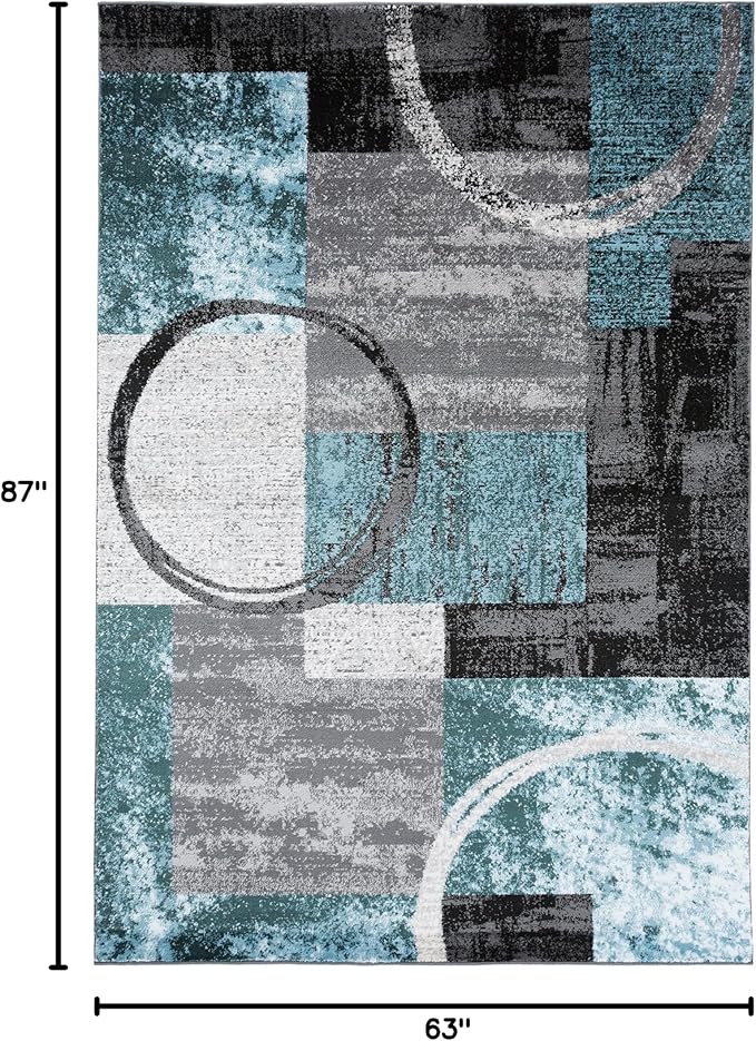 Rugshop Contemporary Circle Design Area Rug, Durable Fade-Resistant Carpet Alfombras for Bedroom, Living Room and Dining Room, Gray, 5'3" x 7'3"