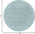 Unique Loom Outdoor Trellis Collection Area Rug - Tribal Trellis (5' 3" Round, Aqua/ Ivory)