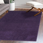 Eyely UES100N-5 Supersoft Haze Solid Low-Pile Indoor Area Rug Casual;Contemporary;Solid;Traditional, Bedroom, Kitchen, Living Room, Easy-Cleaning, Non-Shedding, 5 X 8, Purple