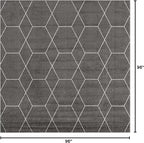 Unique Loom Trellis Frieze Collection Area Rug - Geometric (8' Square, Dark Gray/ Ivory)