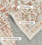 zesthome 6x9 Area Rug, Super Soft Washable Rugs for Living Room, Non-Slip Stain Resistant Vintage Rugs, Ultra-Thin Large Area Rugs