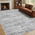 10x12 Area Rug Living Room Rugs - Washable Neutral Modern Abstract Soft Thin Rug Indoor Floor No Slip Rug Carpet for Bedroom Under Dining Table Home Office Decor - Light Gray