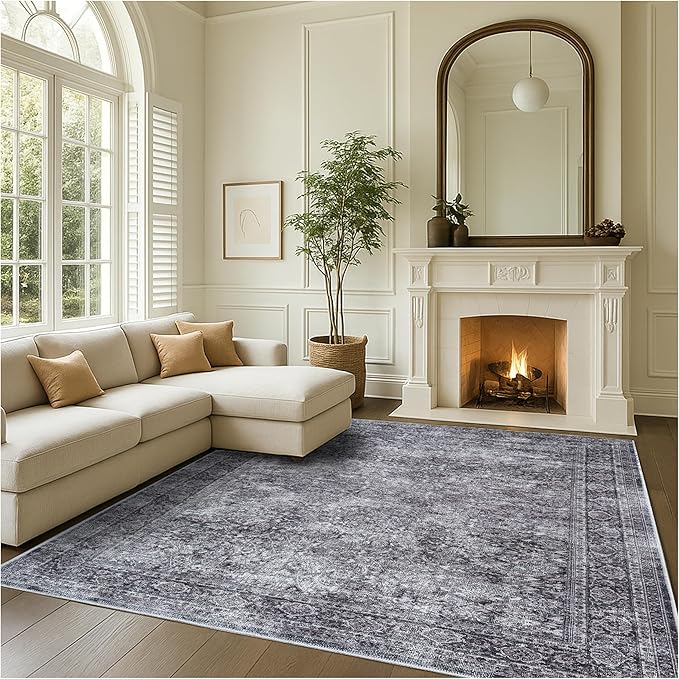 Fame Rugs Turkish Rug. Washable Vintage Oriental Antique Inspired Traditional Doormat Small Modern Area Rugs Luxury Entryway Entry Bedroom Bathroom Kitchen (396NN, 2'5 x 6'9)
