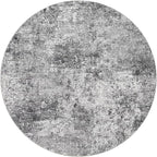 4ft Round Area Rug Living Room Rugs - 4x4 Washable Large Soft Indoor Neutral Modern Abstract Low Pile Rug Carpet for Bedroom Dining Room Farmhouse Home Office - Grey