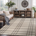 CAMILSON Easy Jute Rug 5x7, Indoor Outdoor Off-White Color Fiber Area Rugs for Living Room Patio and Kitchen Rug Checkred Boho Woven Design, Easy-Cleaning, Washable Outside Carpet (5 x 7)