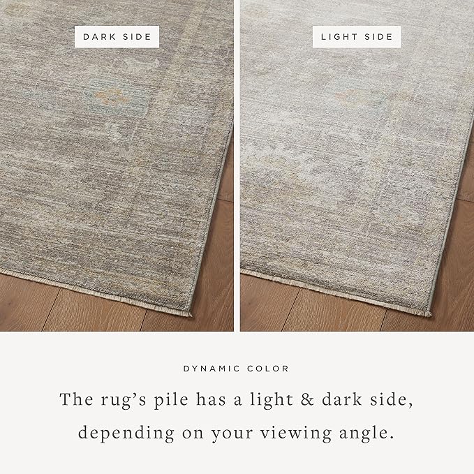 Loloi Magnolia Home by Joanna Gaines Millie Collection MIE-05 Stone/Natural 5'-3" x 7'-6", .25" Pile Height, Area Rug