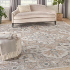 Nourison Home Astra Machine Washable Traditional Silver Grey 9' x 12' Area Rug, Easy Cleaning, Non Shedding, Bed Room, Living Room, Dining Room, Kitchen (9x12)