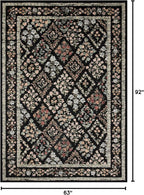 Loloi Rifle Paper Co. Laurel Collection LAU-04 Black/Multi 5'-3" x 7'-8" Area Rug