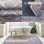 Washable Area Rug. Modern Farmhouse. Vintage. Turkish. Bohemian. Distressed. Oriental. Traditional. Rugs for Living Room. Dining. Bedroom. Office. Entryway. Foyer. (863BM, 2'5 x 9'8)