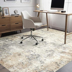 7x9 Area Rug Living Room Rugs - Washable Neutral Modern Abstract Soft Thin Large Rug Indoor Floor No Slip Rug Carpet for Bedroom Under Dining Table Home Office Decor - Golden Grey