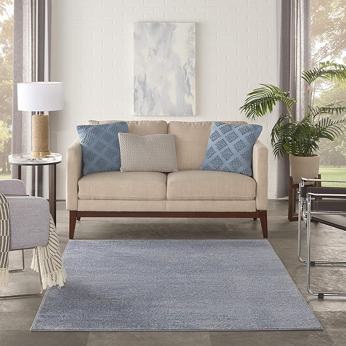 Nourison Home Nourison Essentials Blue Grey 5' x 7' Area Rug - Easy Clean, Non Shedding, Bed Room, Living Room, Dining Room, Kitchen (5' x 7')