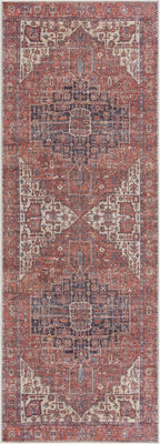 Bloom Rugs Washable Non-Slip 2' x 3' Rug - Red/Orange/Beige Traditional Oriental Area Rug for Living Room, Bedroom, Dining Room, and Kitchen - Exact Size: 2' x 3'
