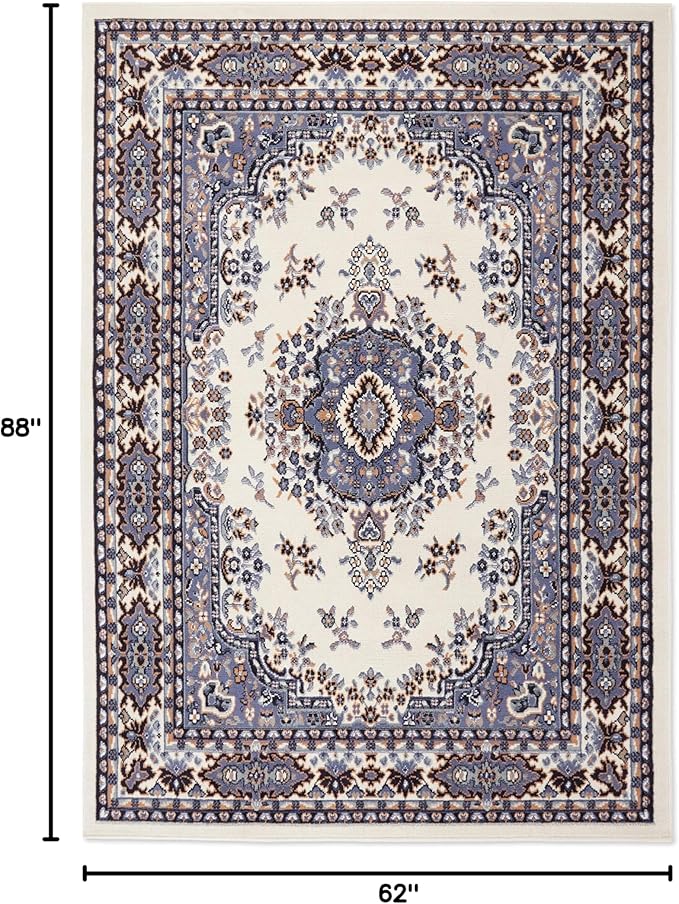 Home Dynamix Premium Sakarya Traditional Medallion Border Area Rug, Porcelain, 5'2"x7'4" Rectangle