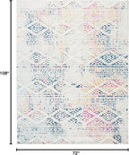 SAFAVIEH Area Rug 6x9 - Tulum Collection - Ivory & Blue, Moroccan Boho Tribal Design, Non-Shedding & Easy to Clean, Ideal for Living Room, Bedroom, Dining Space (TUL272C)