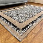 Alfa Rich 4x6 Leopard Beige Black Washable Area Rugs for Living Room Bedroom Reversible Cotton Rug