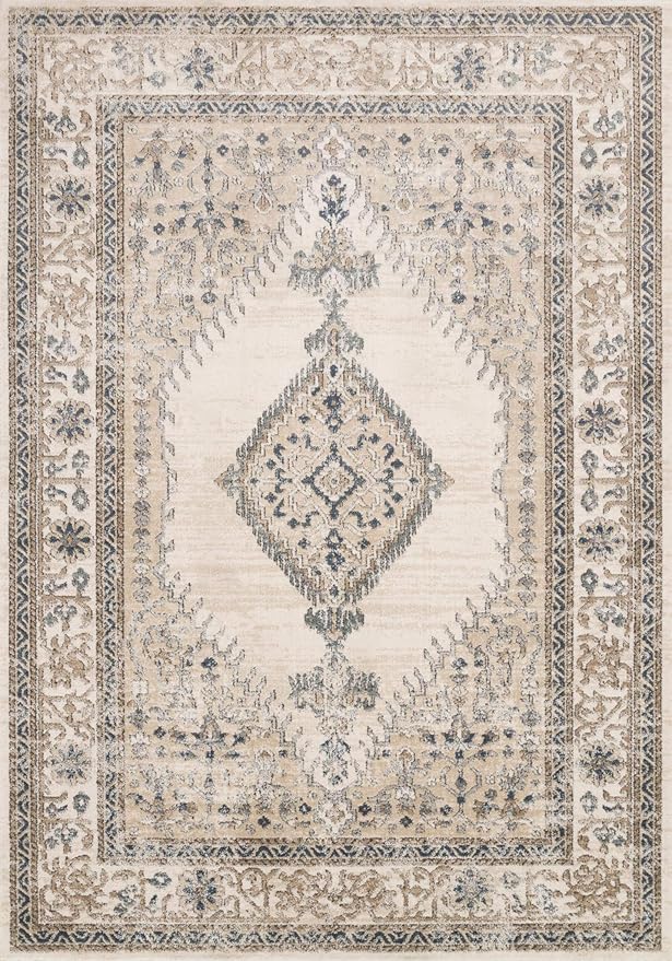 Loloi Teagan Collection TEA-02 Oatmeal/Ivory 2'-8" x 4' Accent Rug, Large, Soft Neutral Rug, High-Traffic for Living Room, Bedroom, Home Office, Dining Area