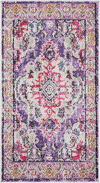 SAFAVIEH Monaco Collection Accent Rug - 2'2" x 4', Violet & Fuchsia, Medallion Distressed Design, Non-Shedding & Easy Care, Ideal for High Traffic Areas in Entryway, Living Room, Bedroom (MNC243P)