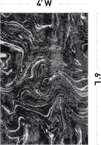 Rugshop Abstract Marble Shag Area Rug Anthracite Dark Gray 4' x 6' Ideal for Small Living Rooms, Offices, or Beside The Bed