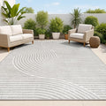 JONATHAN Y Hallie High-Low Curve Gray/Ivory Indoor/Outdoor Area Rug, 9x12, Minimalist, Pet Friendly, Non-Shedding, Stain Resistant, Hose-Washable for Backyard, Patio, Porch (SCN100A-9)