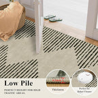 HelloTree Area Rug 4x6 Geometric Rug,Washable Modern Neutral Stain Resistant Indoor Carpet Boho Living Room Moroccan Rugs Fluffy Rug for Living Room Bedside Room Decor for Family-Cream